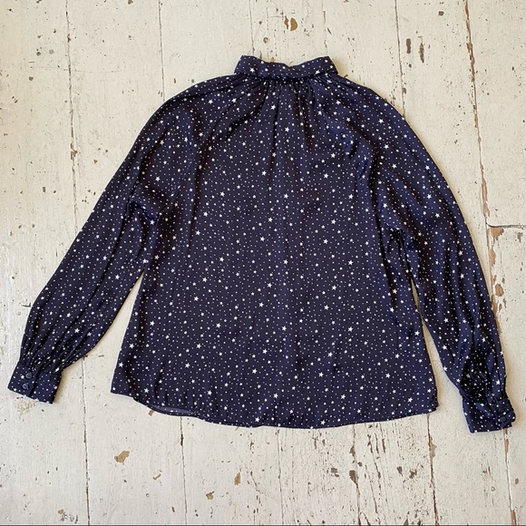 UO Stars Print Button Down Gathered Neck Blouse - Picture 8 of 14